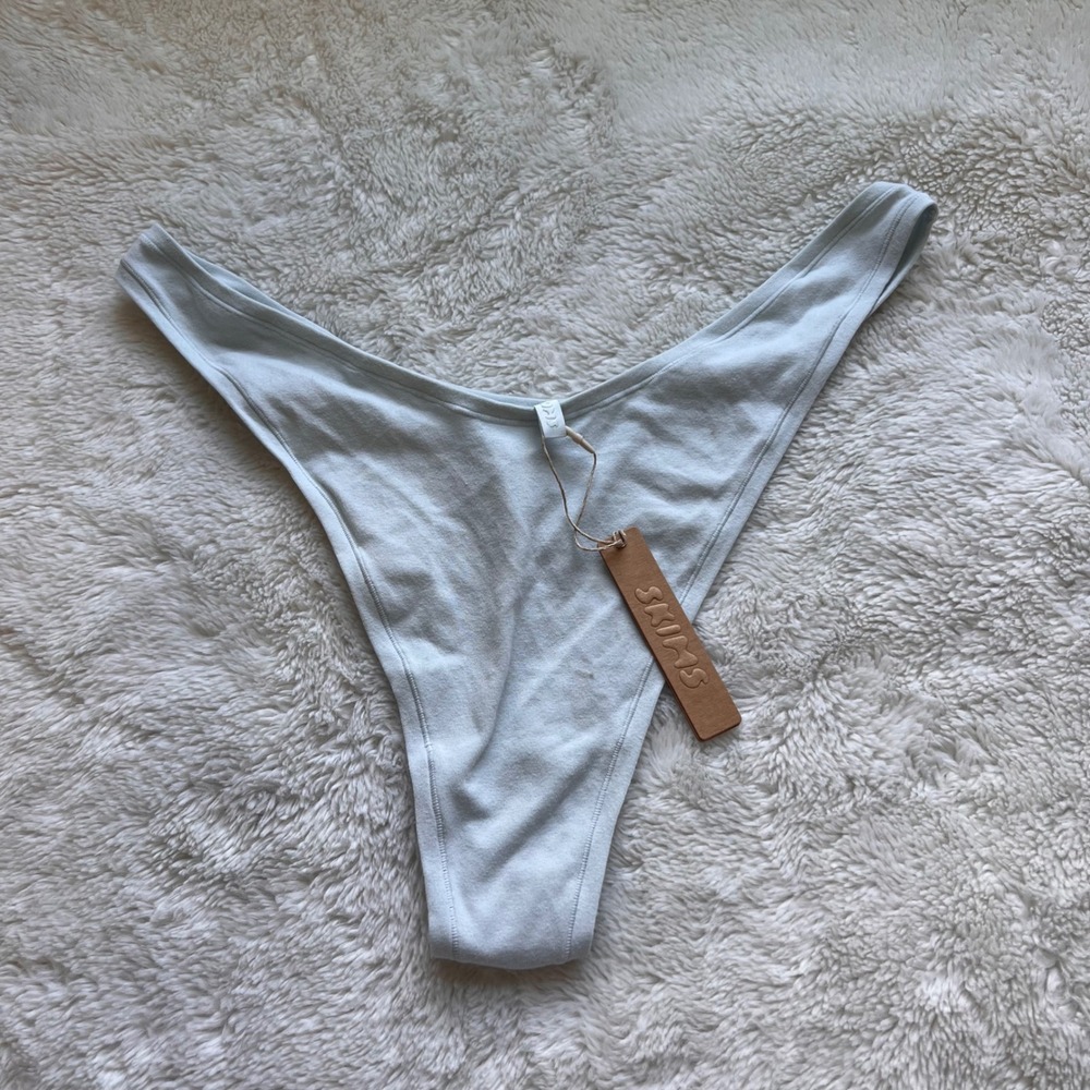 SKIMS Cotton Jersey Micro Dipped Thong Frost Blue PN-DTH-1924 Plus Size 3X NEW